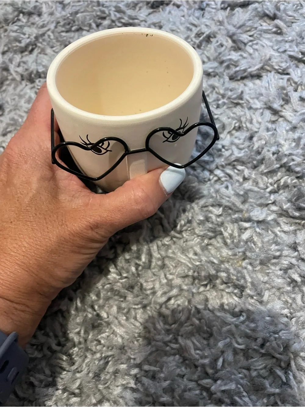 Trader Joes cream colored ceramic face glasses planter plants decor